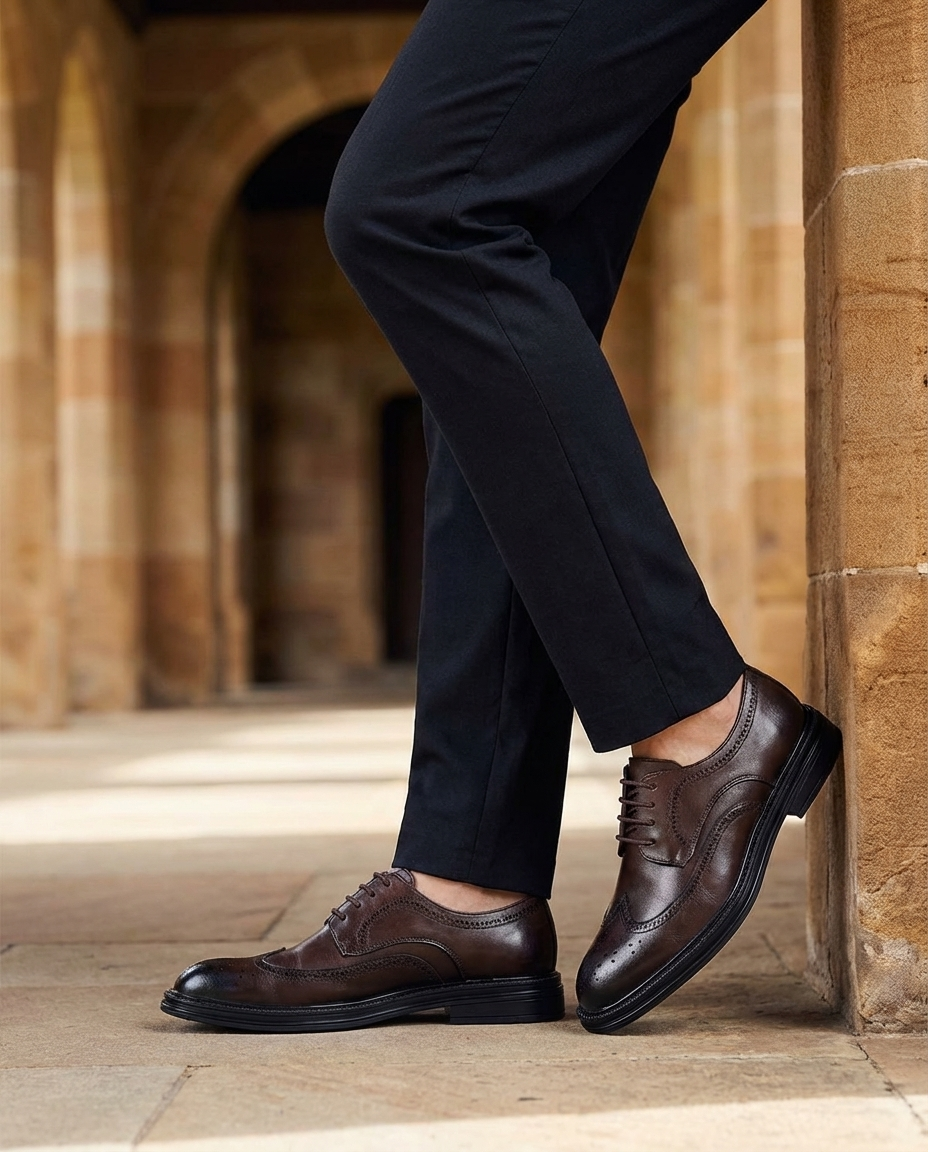Full-Grain Leather Oxford Shoes with Brogue Detailing