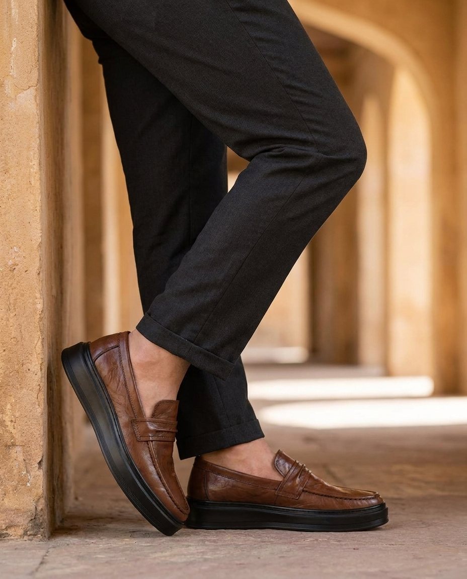 Leather Loafers with Apron Stitching
