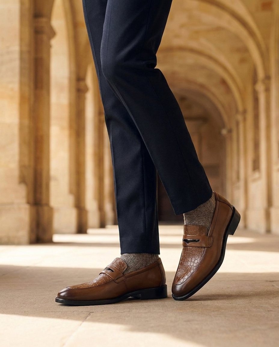 Full-Grain Leather Loafers with Sturdy Sole