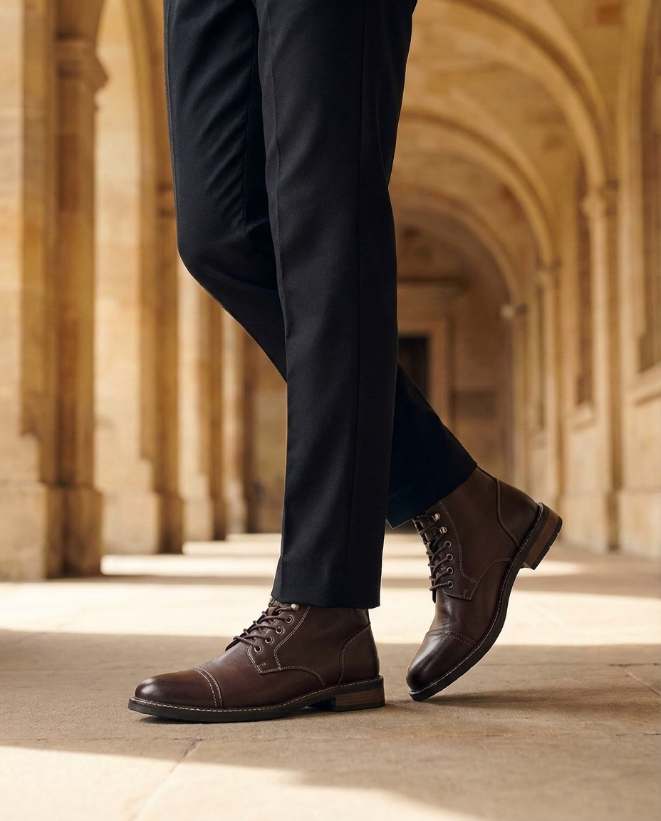Leather Boots with Patina Finish