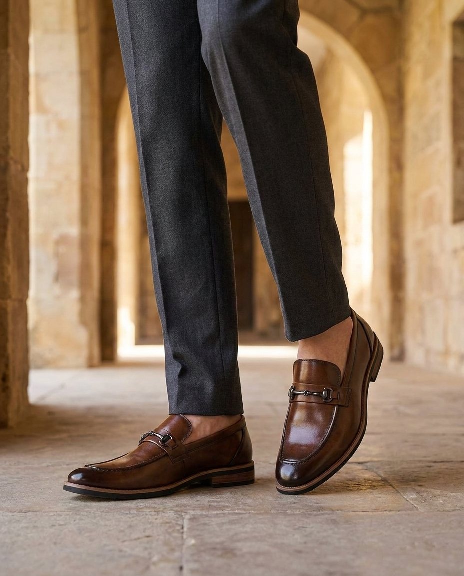 Polished Leather Loafers with Two-Tone Detail
