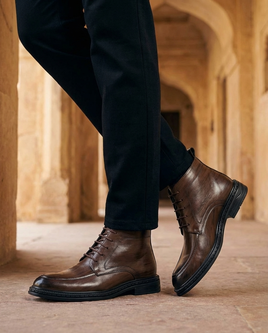 Full-Grain Leather Boots with Patina Finish