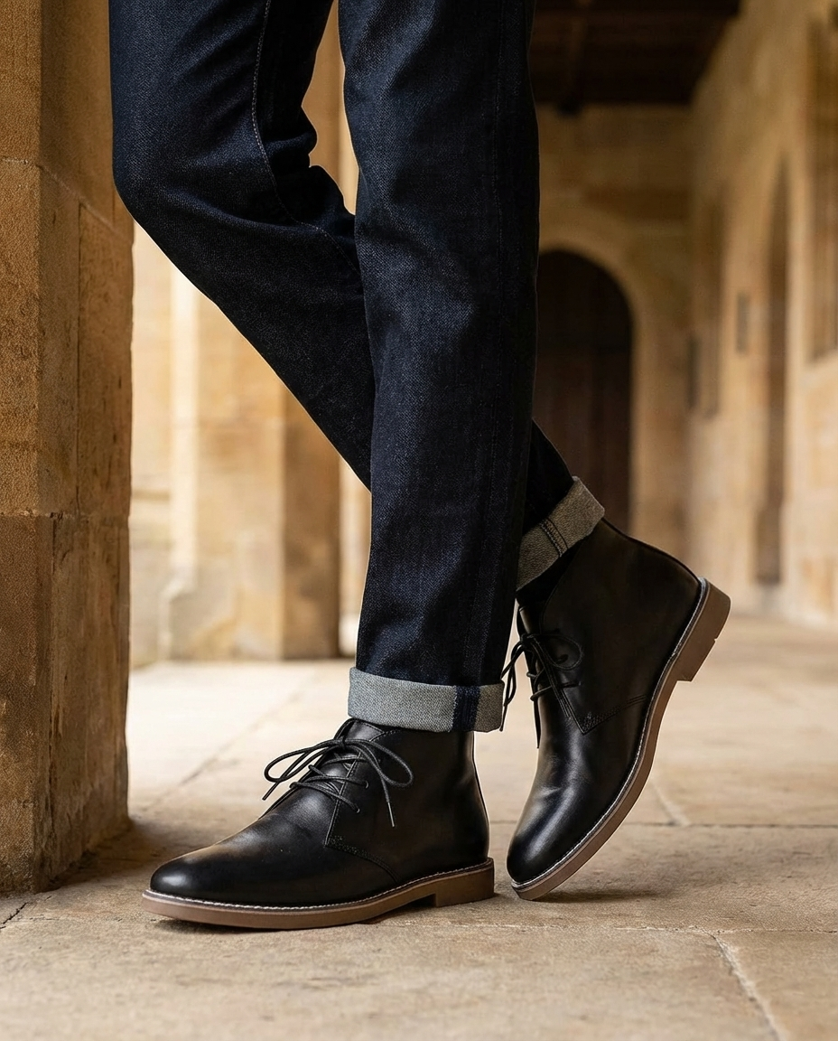 Full-Grain Leather Chukka Boots with Cushioned Insole