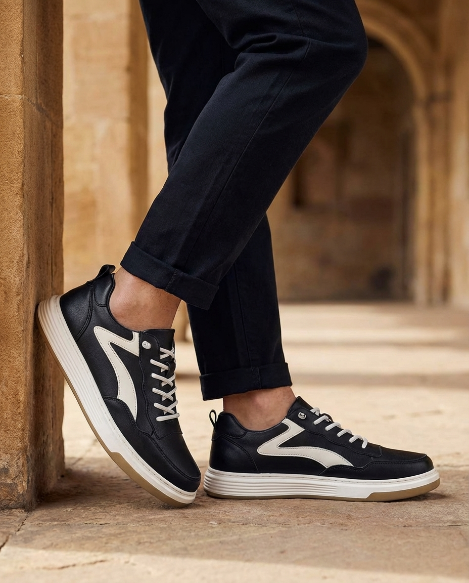 Leather Low-Top Sneakers with Supportive Midsole