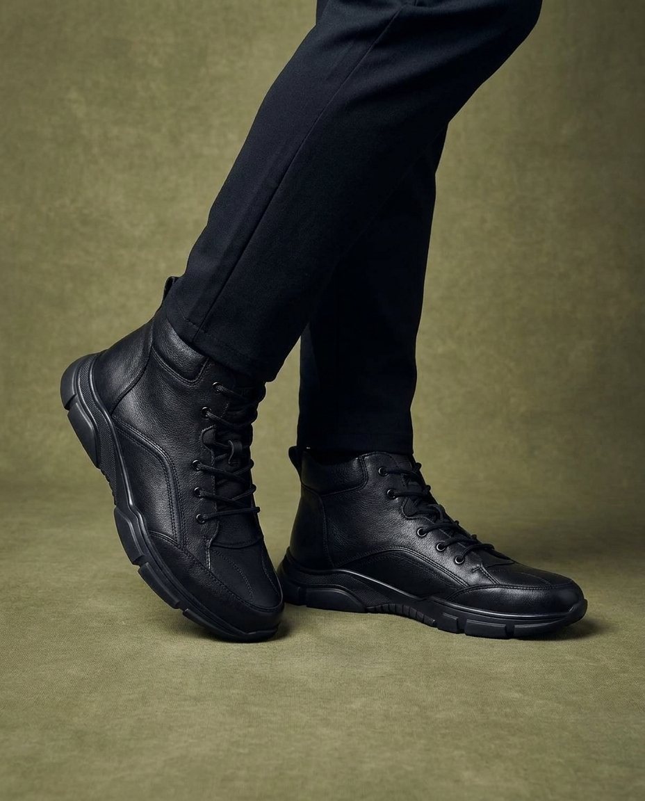 Leather Boots with Rubber Sole