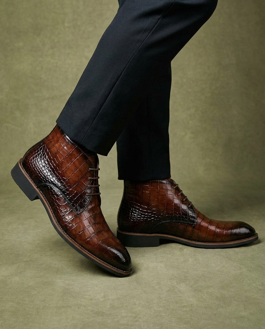 Leather Boots with Pointed Toe