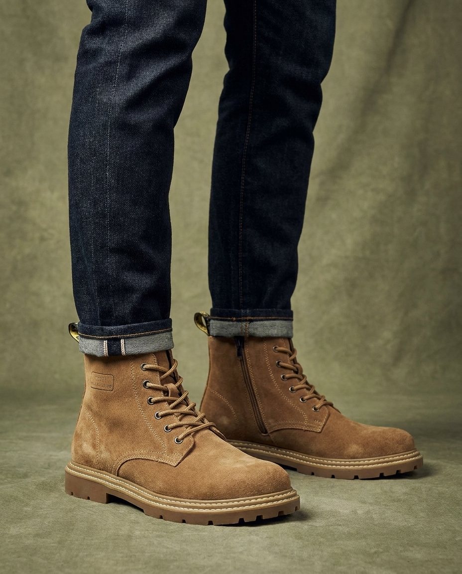 Suede Leather Boots with Reinforced Stitching