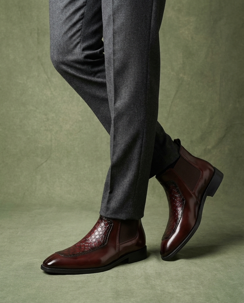 Cowhide Leather Chelsea Boots with Elastic Side Panels
