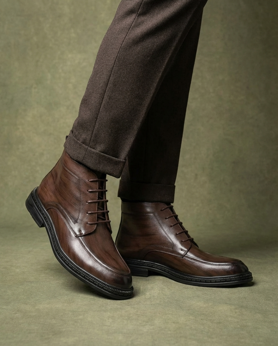 Full-Grain Leather Boots with Patina Finish