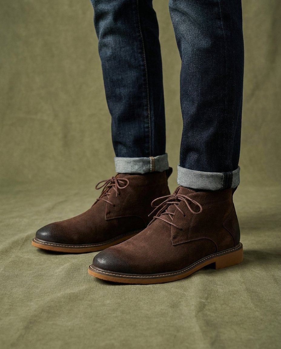 Suede Boots with Lace-Up Closure