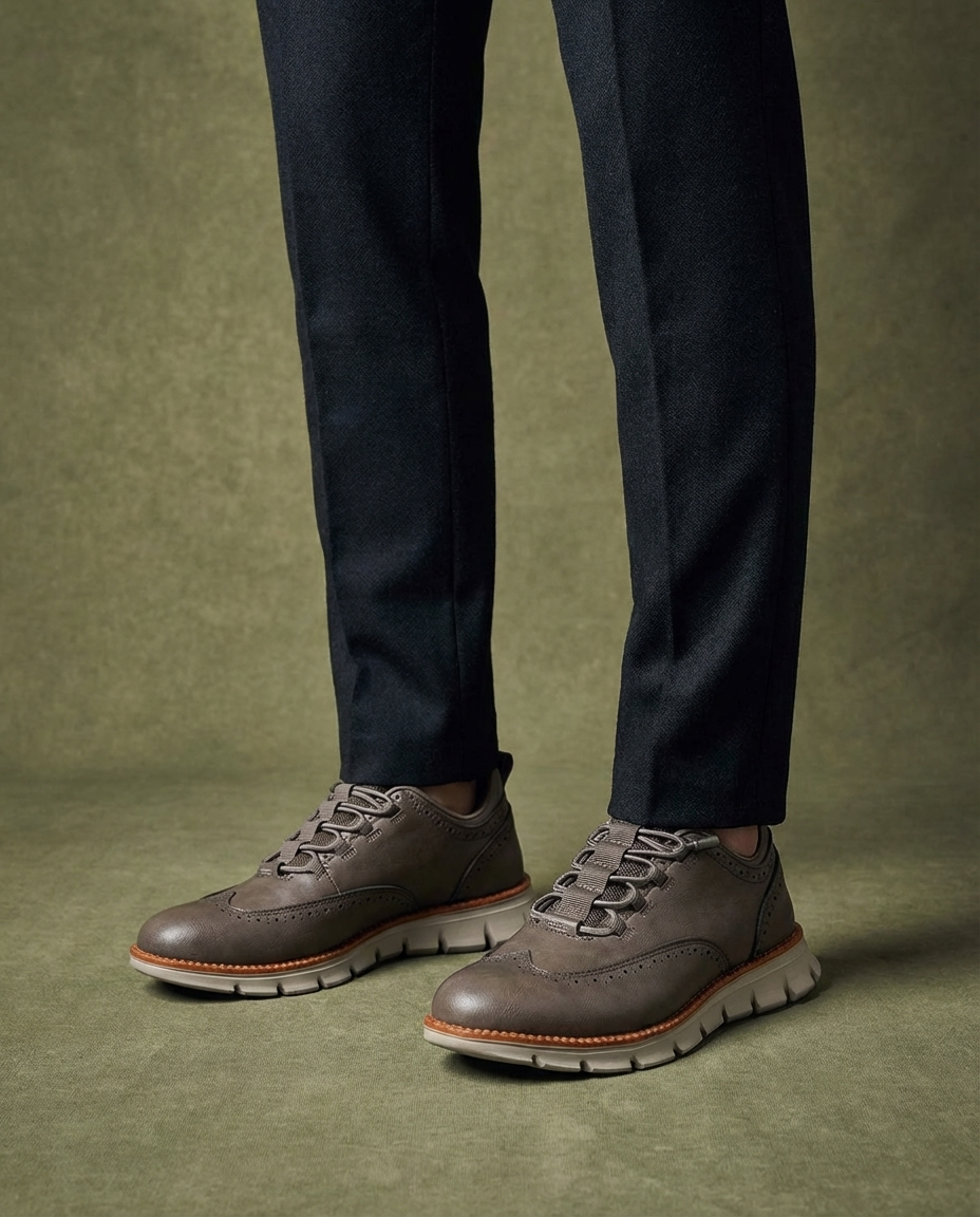 Leather Brogue Shoes with Woven Detail