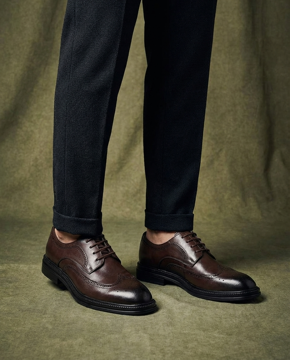 Full-Grain Leather Oxford Shoes with Brogue Detailing