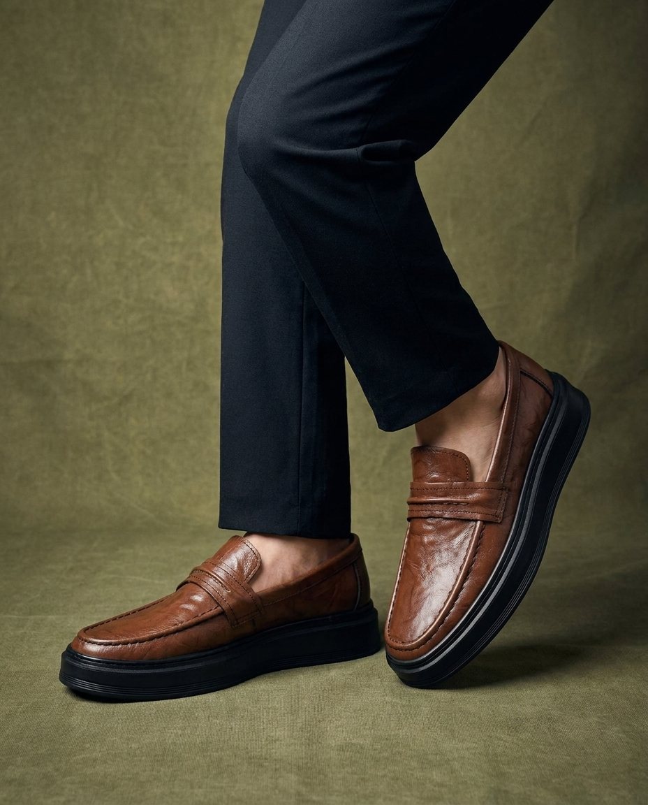 Leather Loafers with Apron Stitching