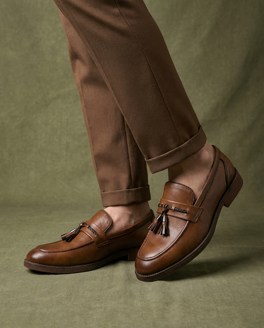 Leather Loafers with Sturdy Sole