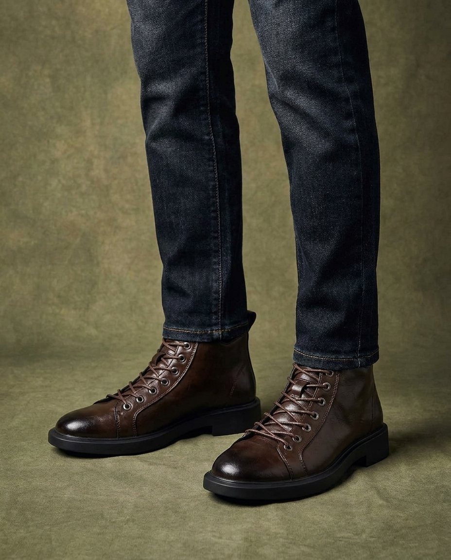Leather Boots with Metal Eyelets