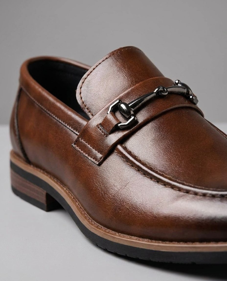 Polished Leather Loafers with Two-Tone Detail