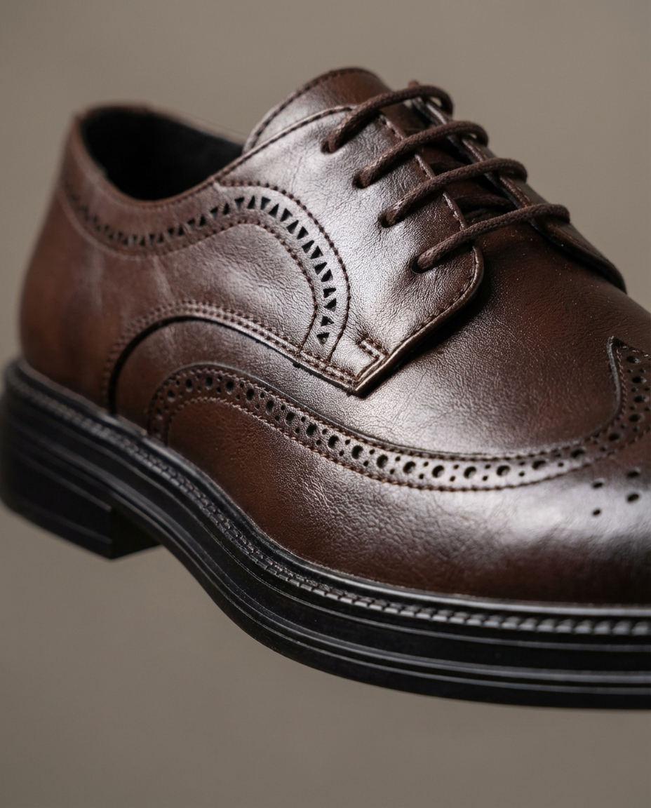 Full-Grain Leather Oxford Shoes with Brogue Detailing