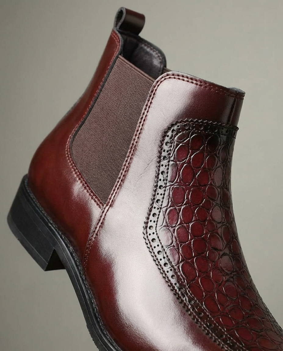 Cowhide Leather Chelsea Boots with Elastic Side Panels