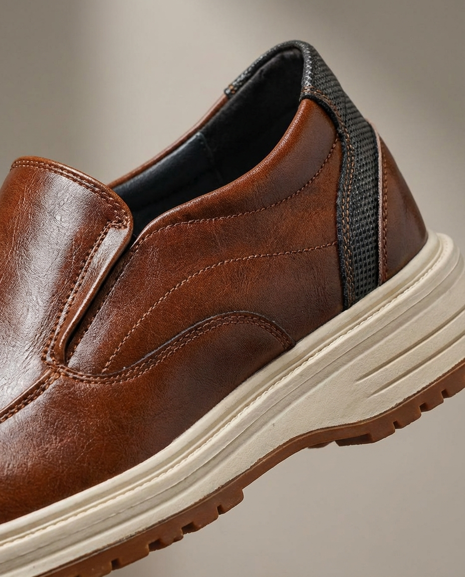 Polished Leather Loafers with Moc-Toe Stitching