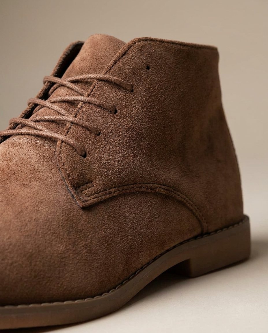 Suede Leather Ankle Boots with Lace-Up Closure