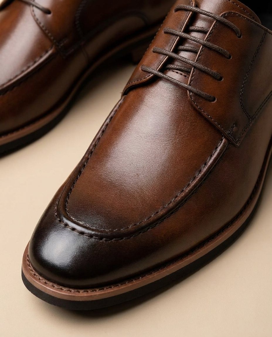 Full-Grain Leather Derby Shoes with Cushioned Insole