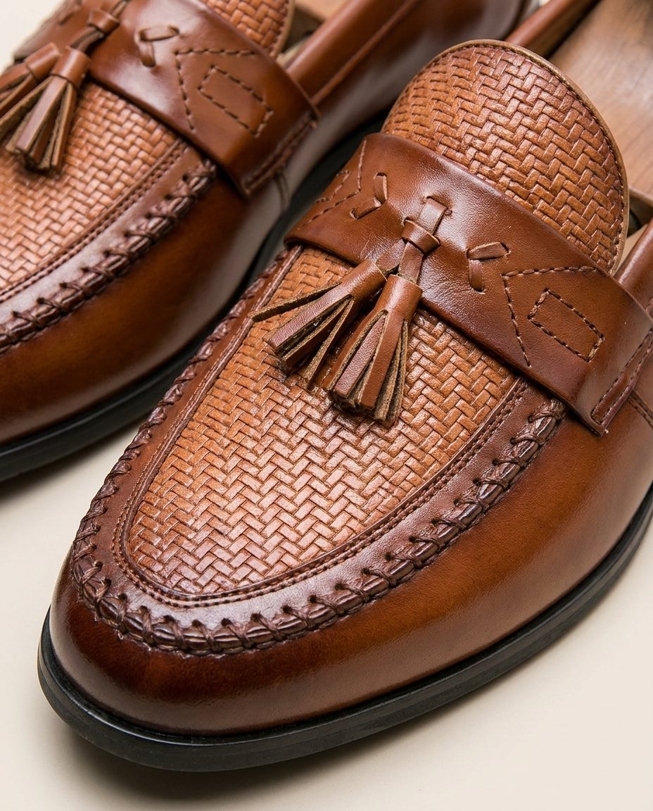 Polished Leather Loafers with Hand-Stitched Detail