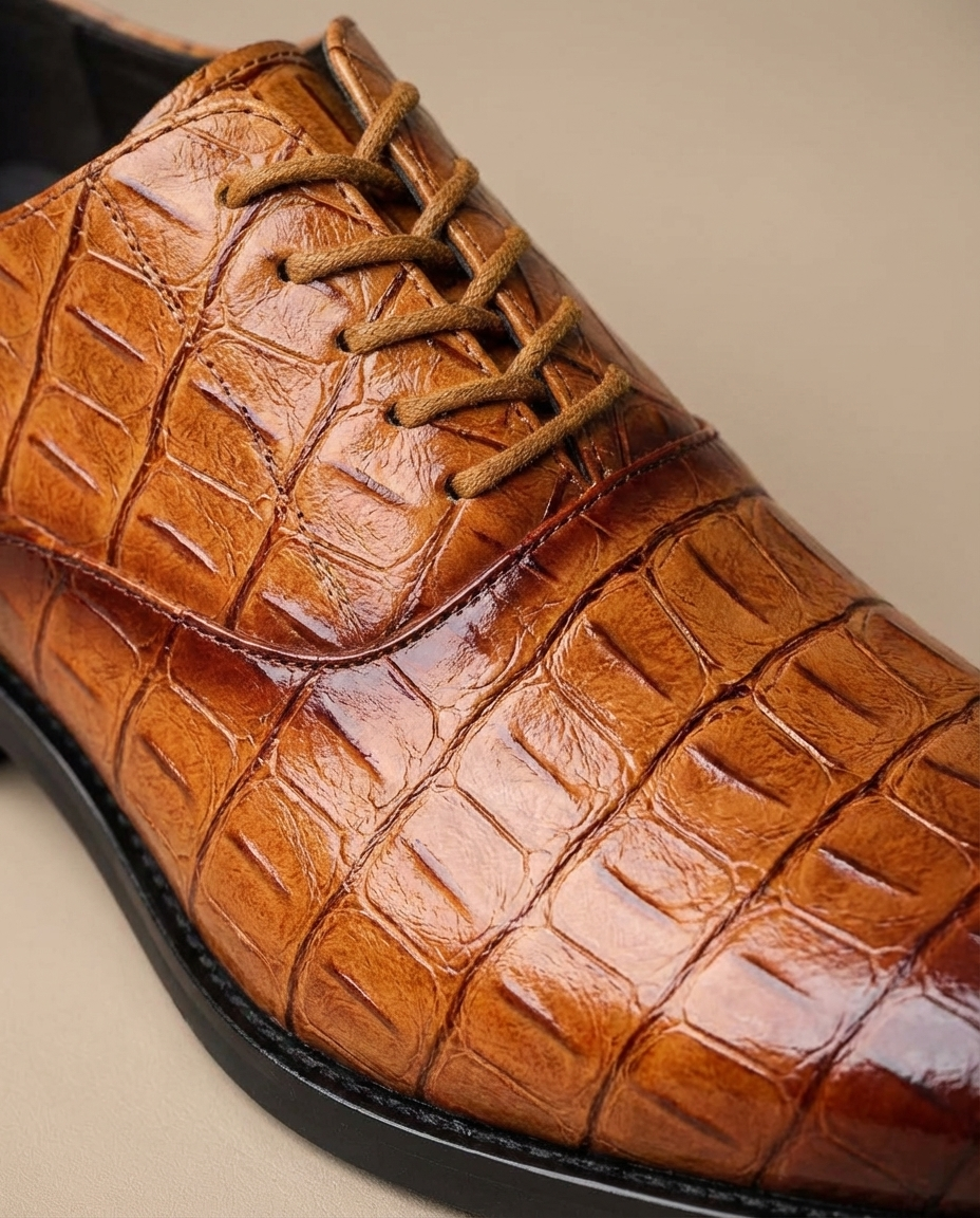 Full-Grain Leather Oxford Shoes with Embossed Texture