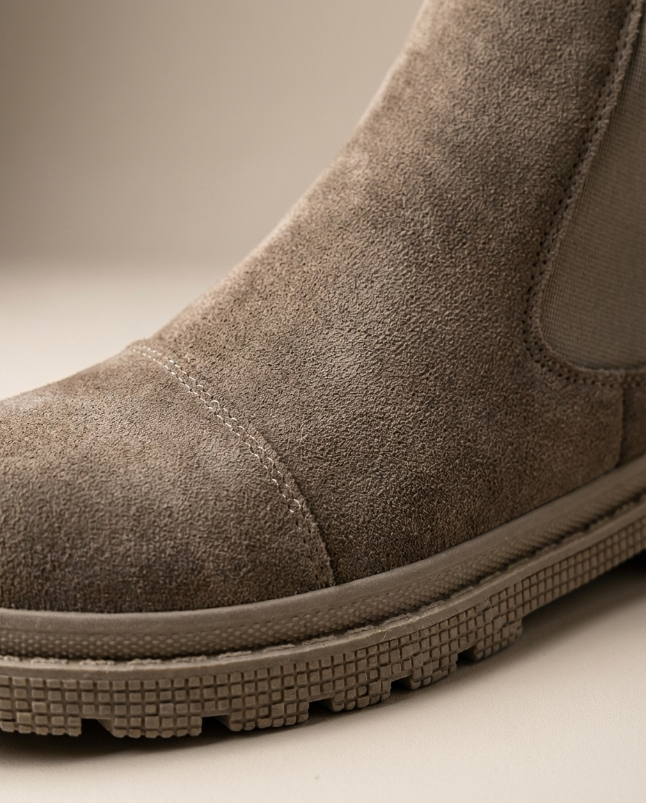Suede Leather Chelsea Boots with Lug Sole