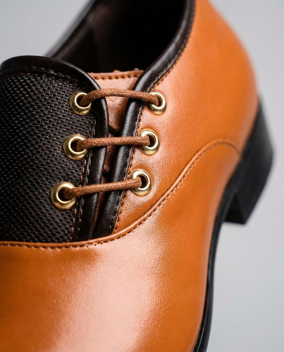 Cowhide Leather Oxford Shoes with Woven Detail