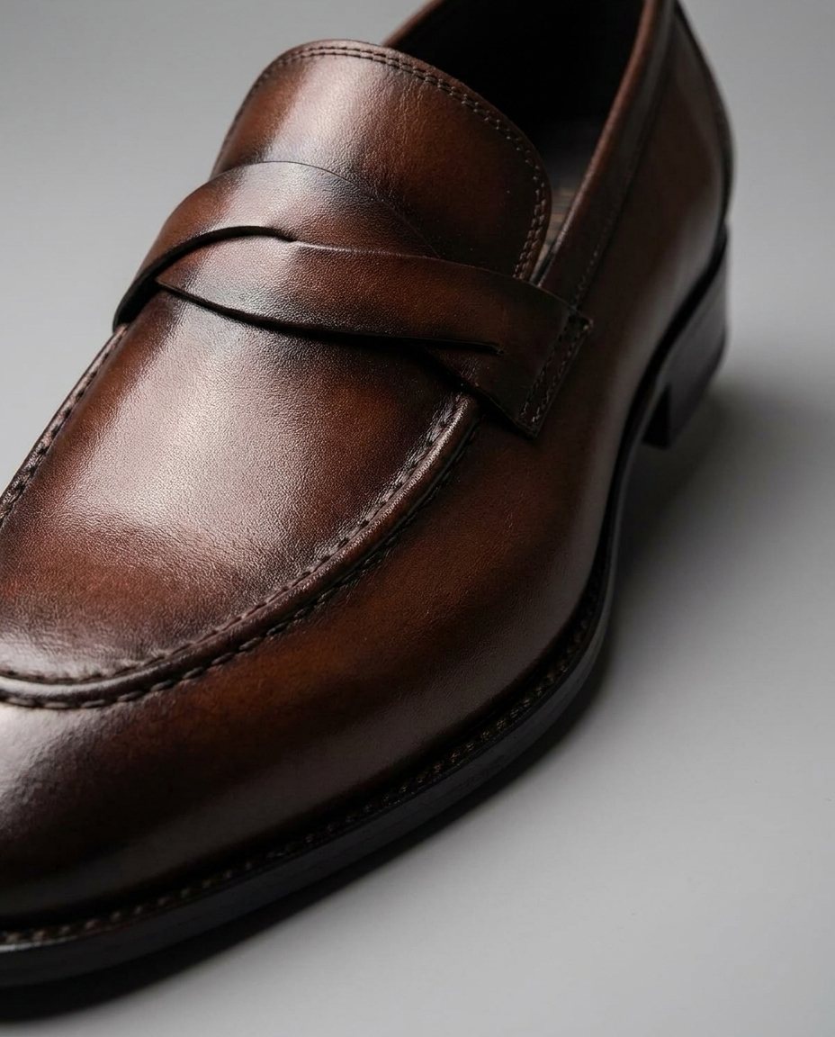 Full-Grain Leather Loafers with Apron Stitching