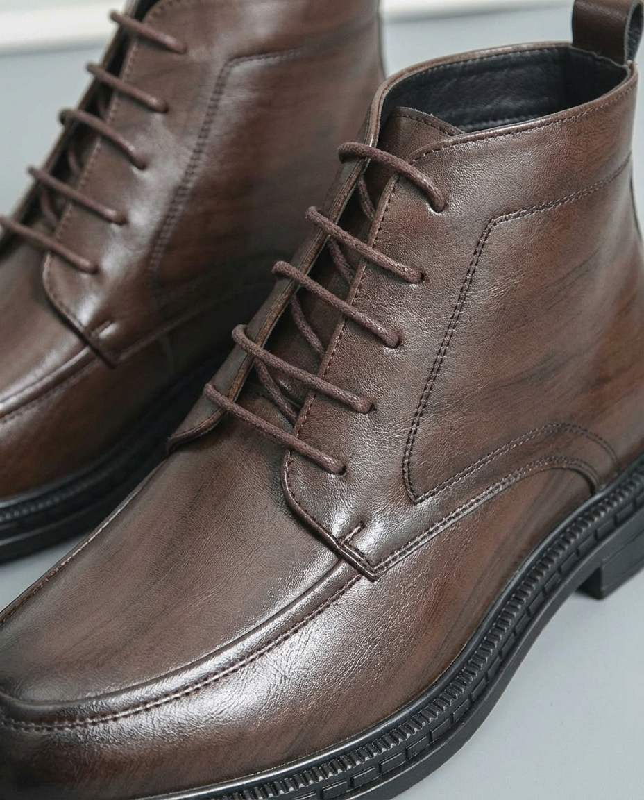 Full-Grain Leather Boots with Patina Finish