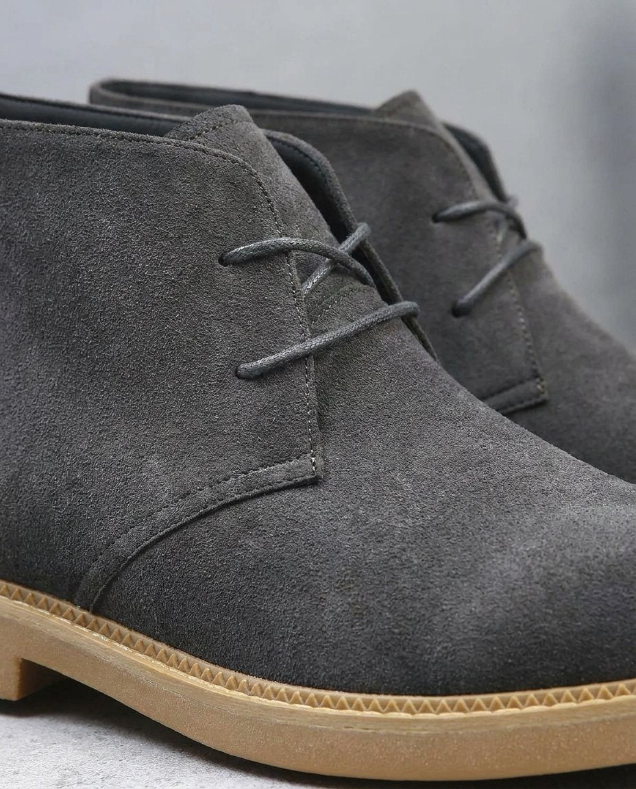 Suede Leather Chelsea Boots with Lace-Up Closure