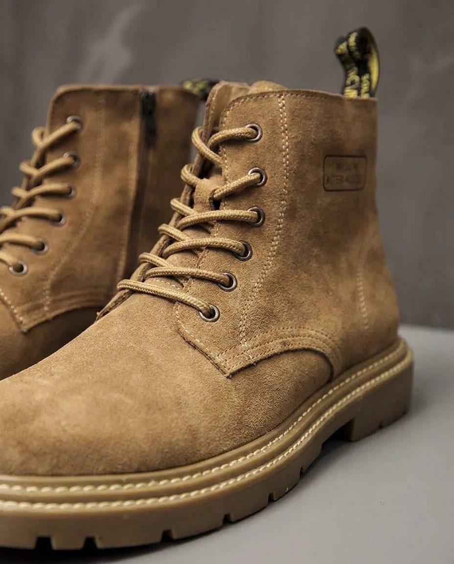 Suede Leather Boots with Reinforced Stitching