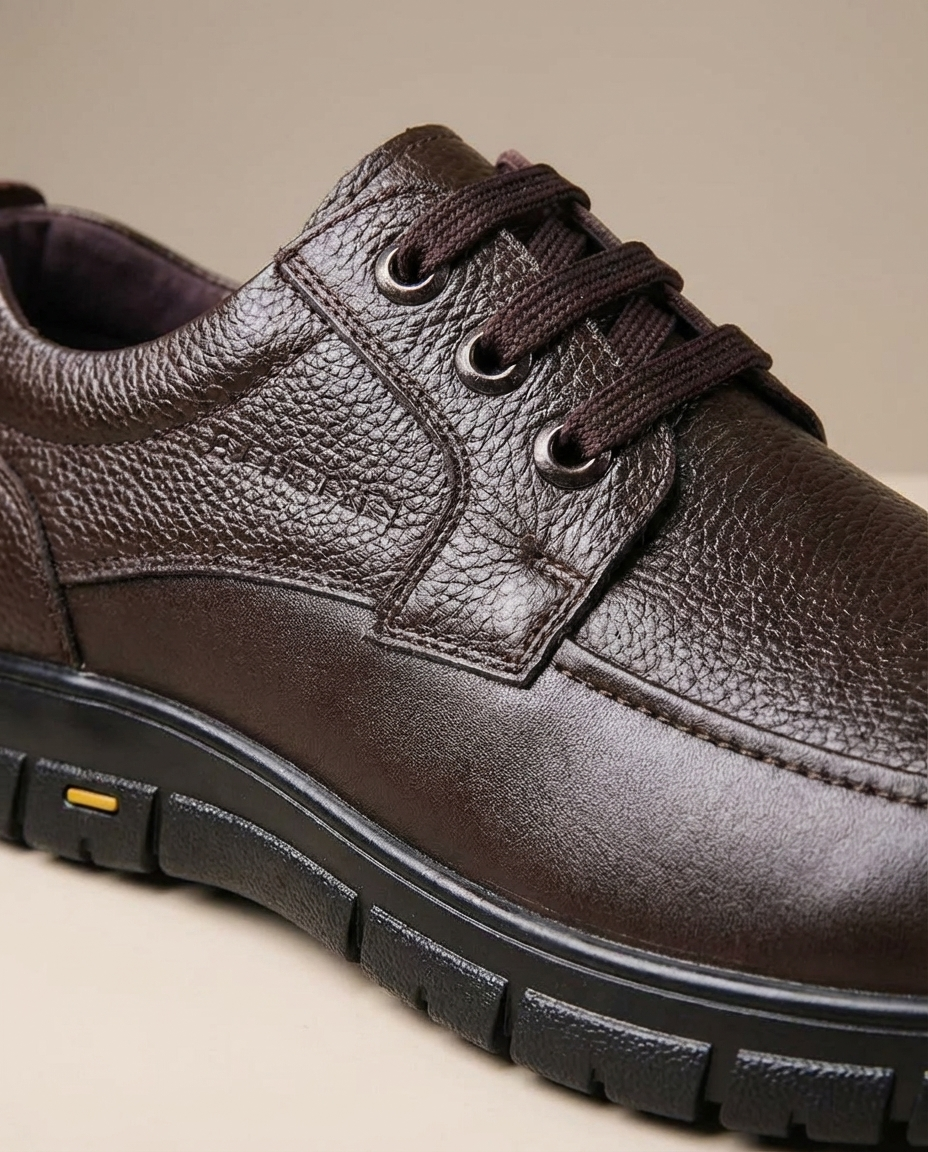 Leather Moc-Toe Shoes with Moc-Toe Stitching