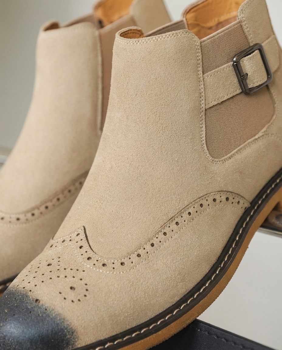 Polished Leather Chelsea Boots with Patina Finish