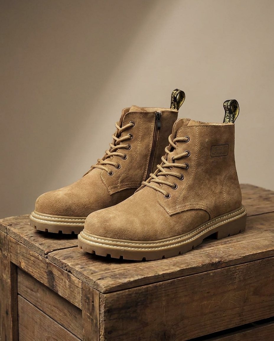 Suede Leather Boots with Reinforced Stitching
