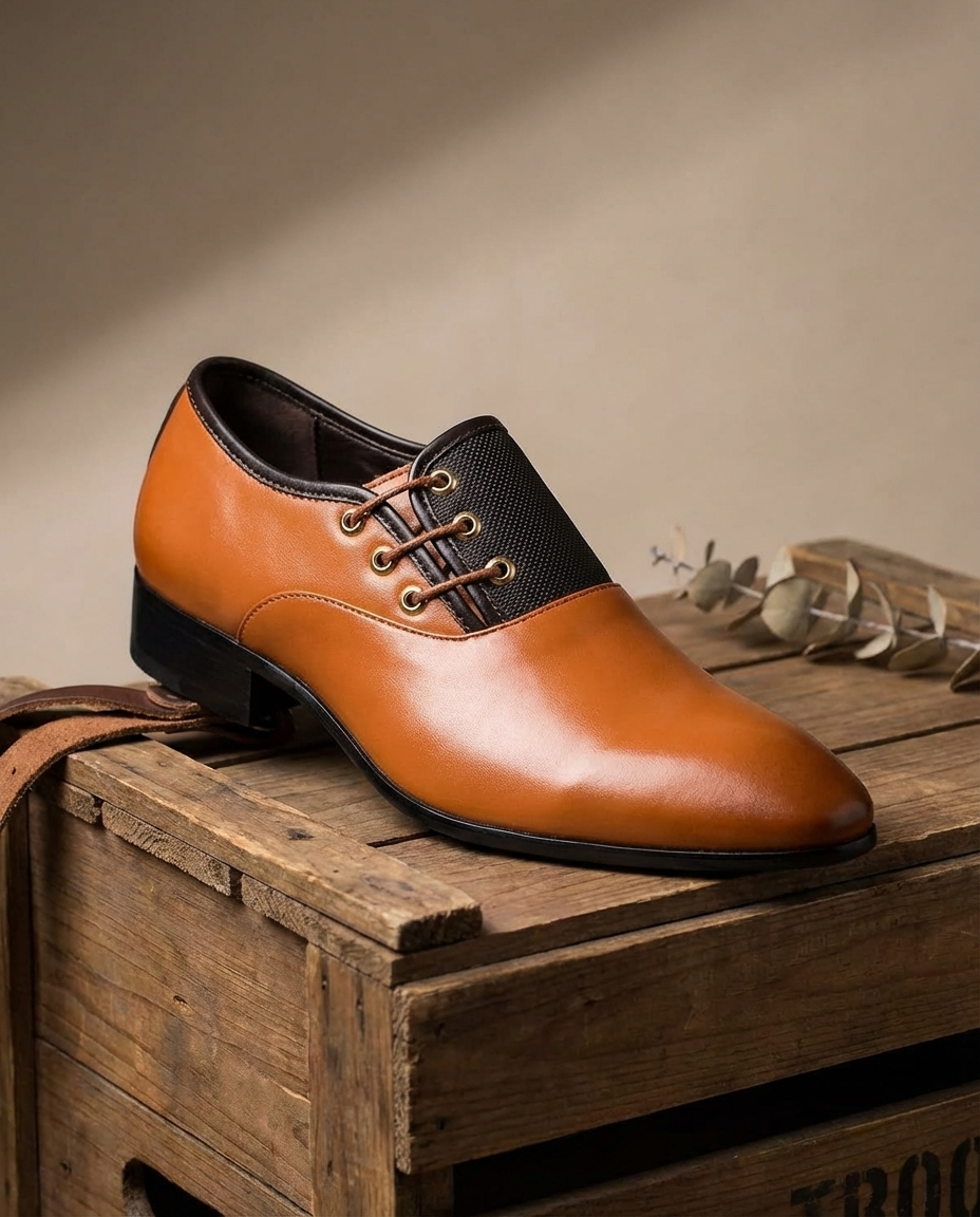 Cowhide Leather Oxford Shoes with Woven Detail