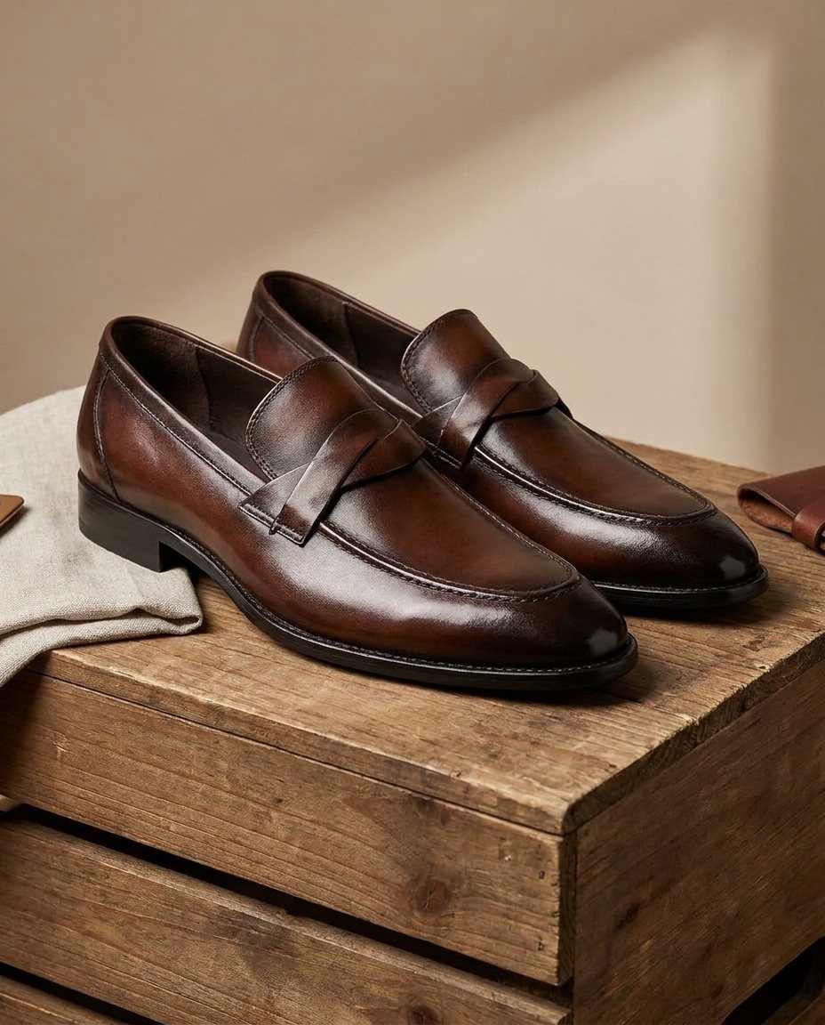 Full-Grain Leather Loafers with Apron Stitching