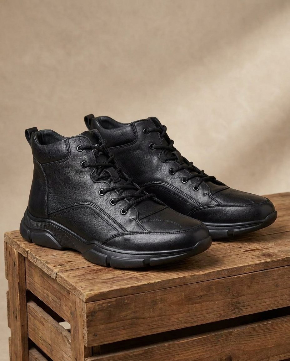 Leather Boots with Rubber Sole