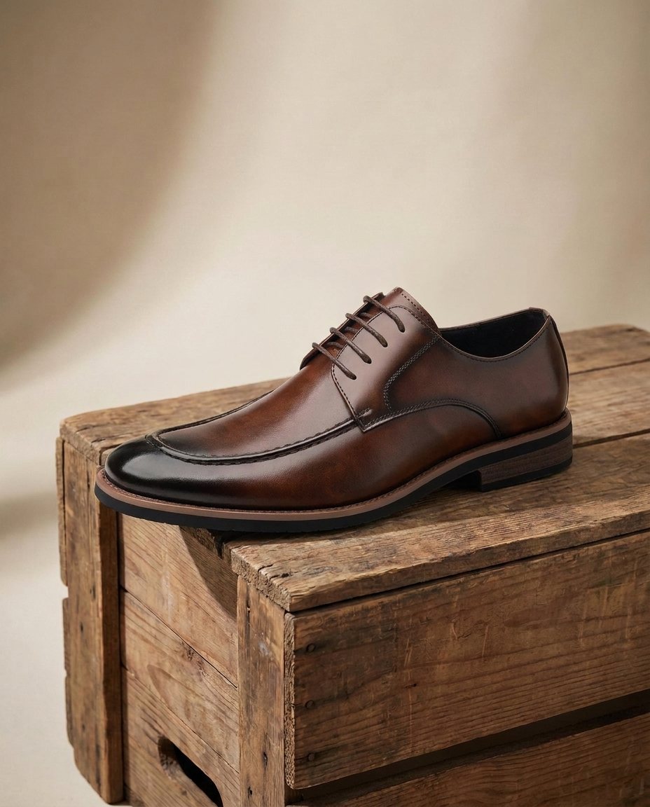 Full-Grain Leather Derby Shoes with Cushioned Insole