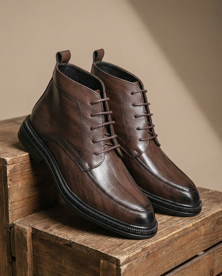 Full-Grain Leather Boots with Patina Finish