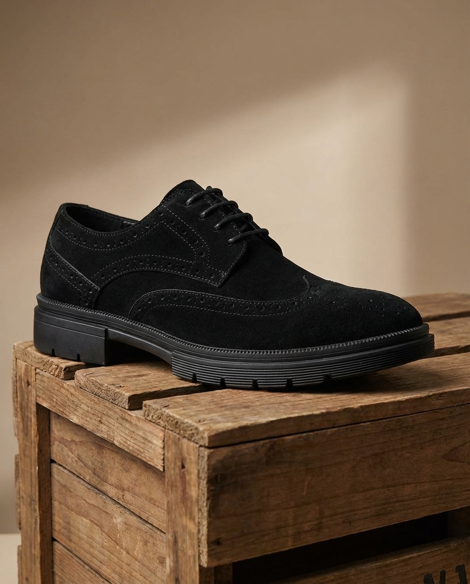 Leather Derby Shoes with Patina Finish