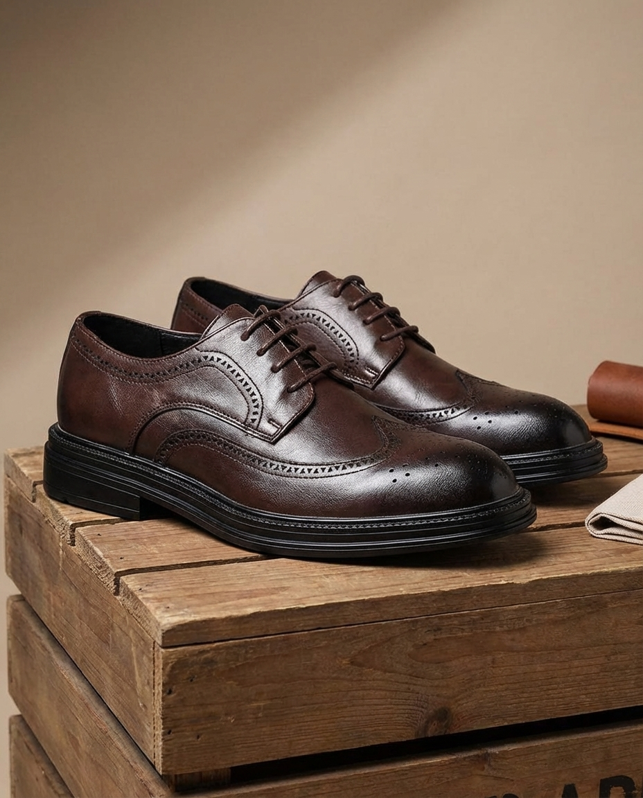 Full-Grain Leather Oxford Shoes with Brogue Detailing