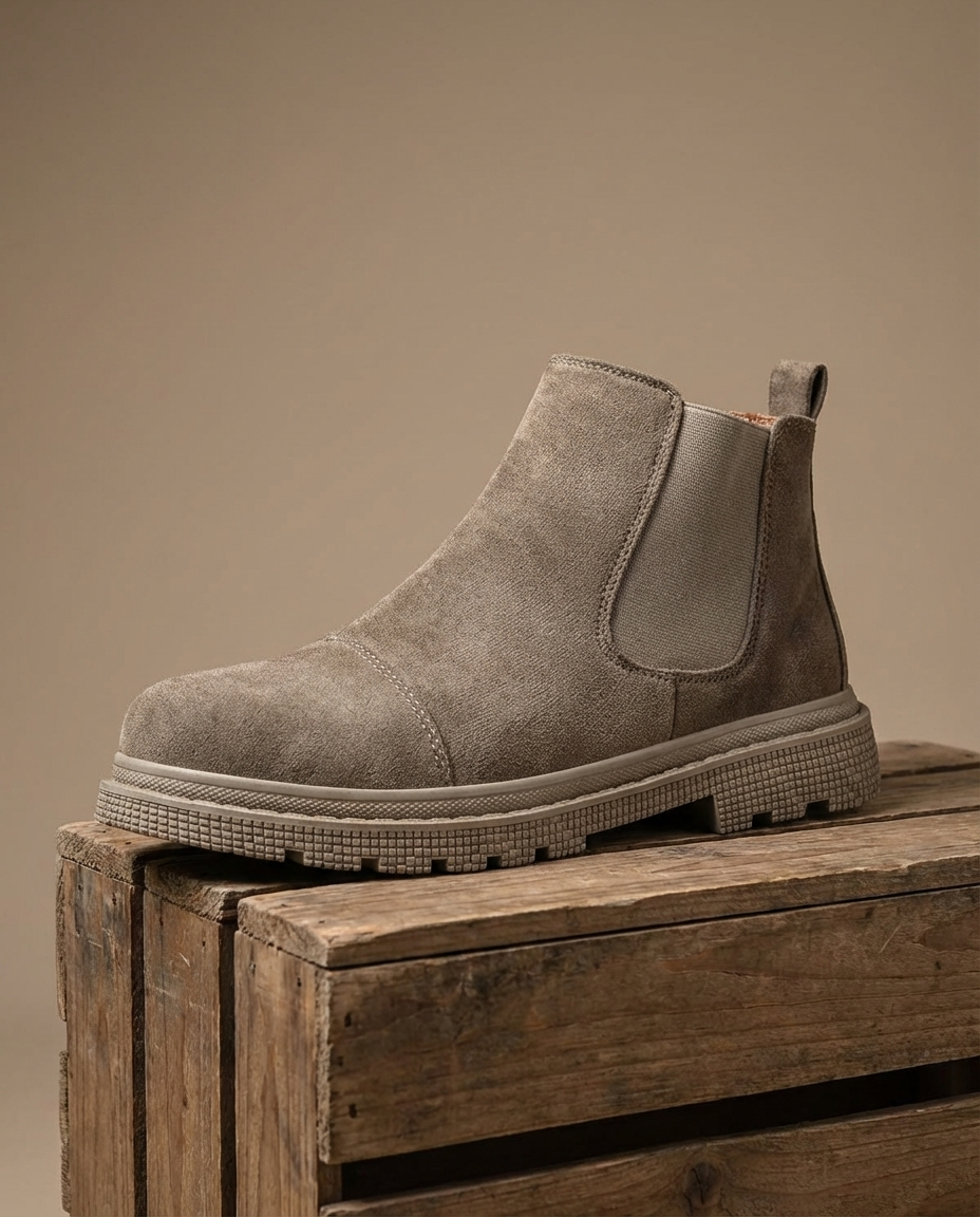 Suede Leather Chelsea Boots with Lug Sole