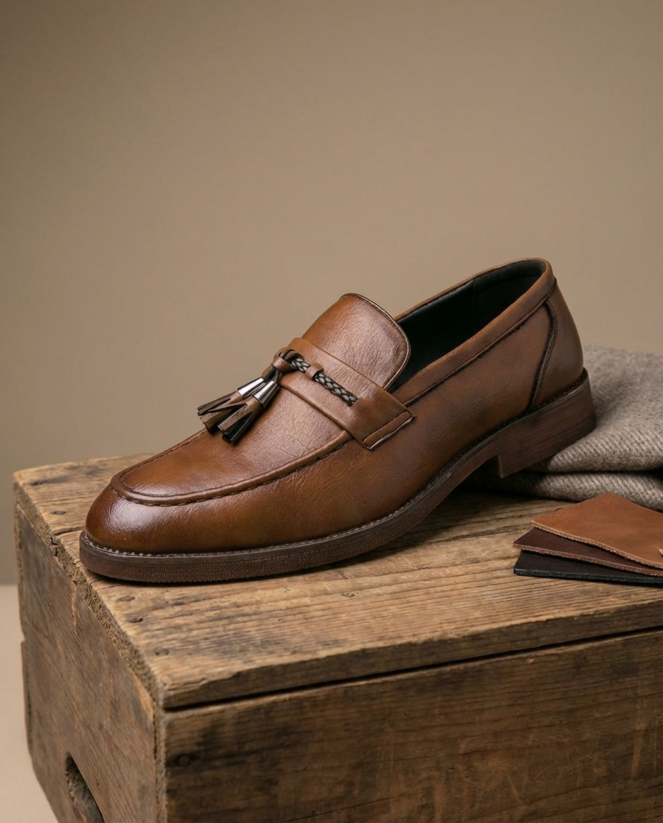 Leather Loafers with Sturdy Sole