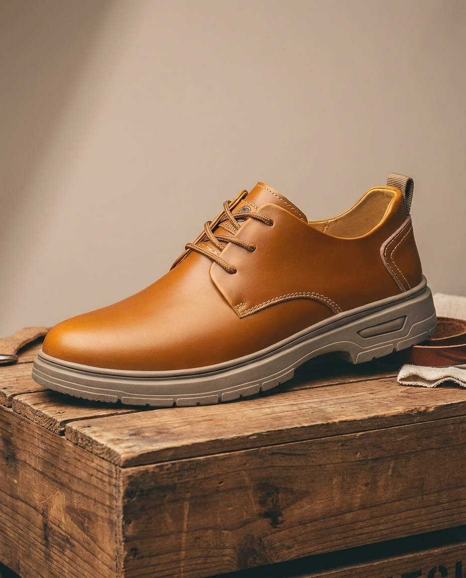 Full-Grain Leather Derby Shoes with Contrast Stitching