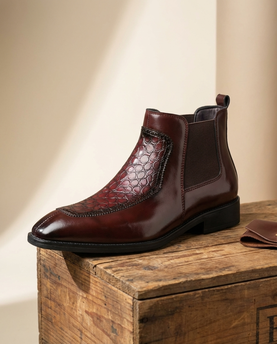 Cowhide Leather Chelsea Boots with Elastic Side Panels