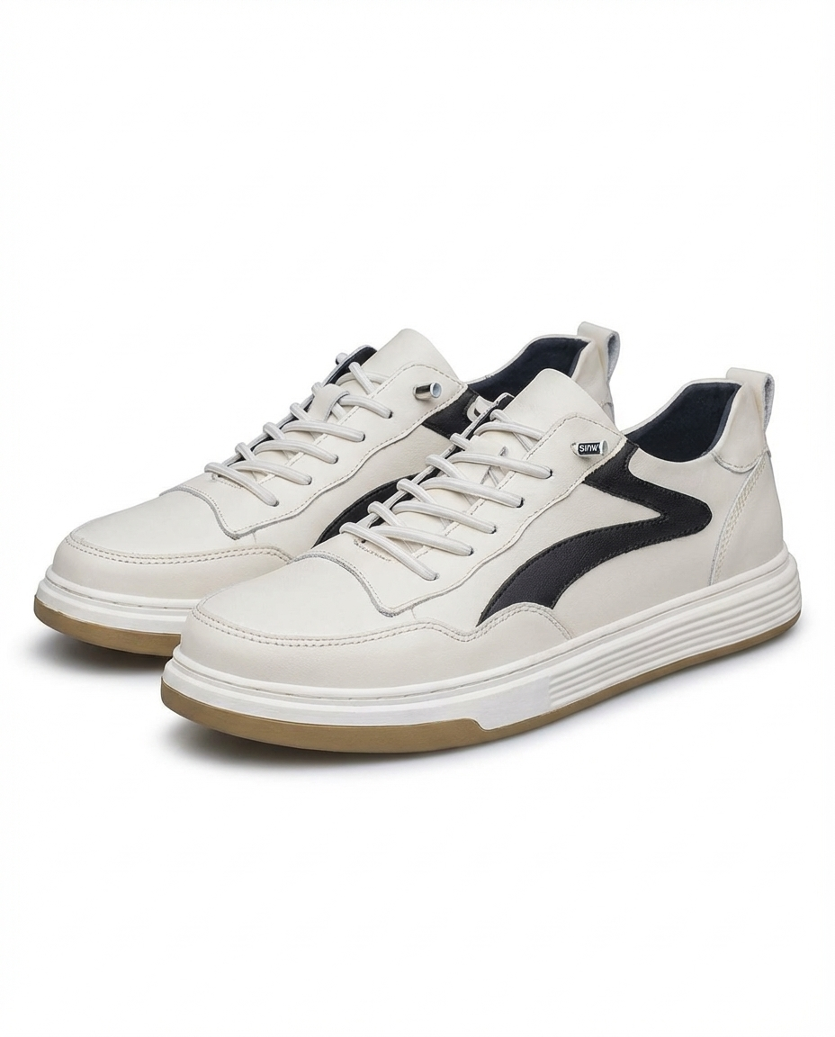 Leather Low-Top Sneakers with Supportive Midsole