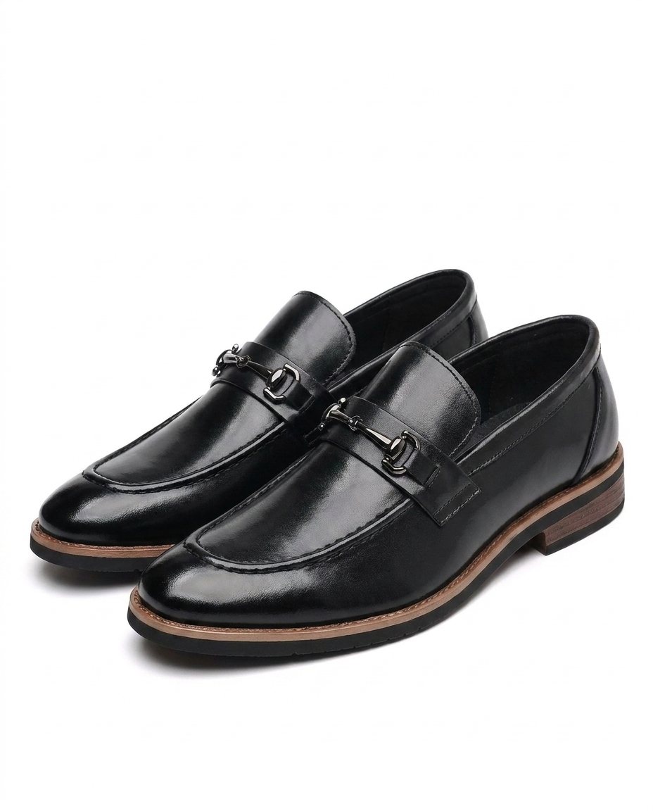 Polished Leather Loafers with Two-Tone Detail