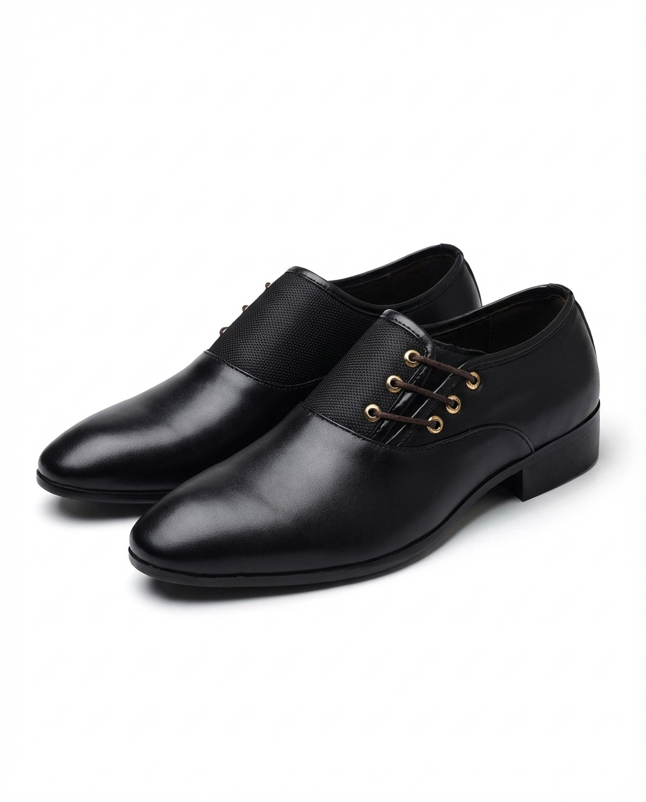 Cowhide Leather Oxford Shoes with Woven Detail